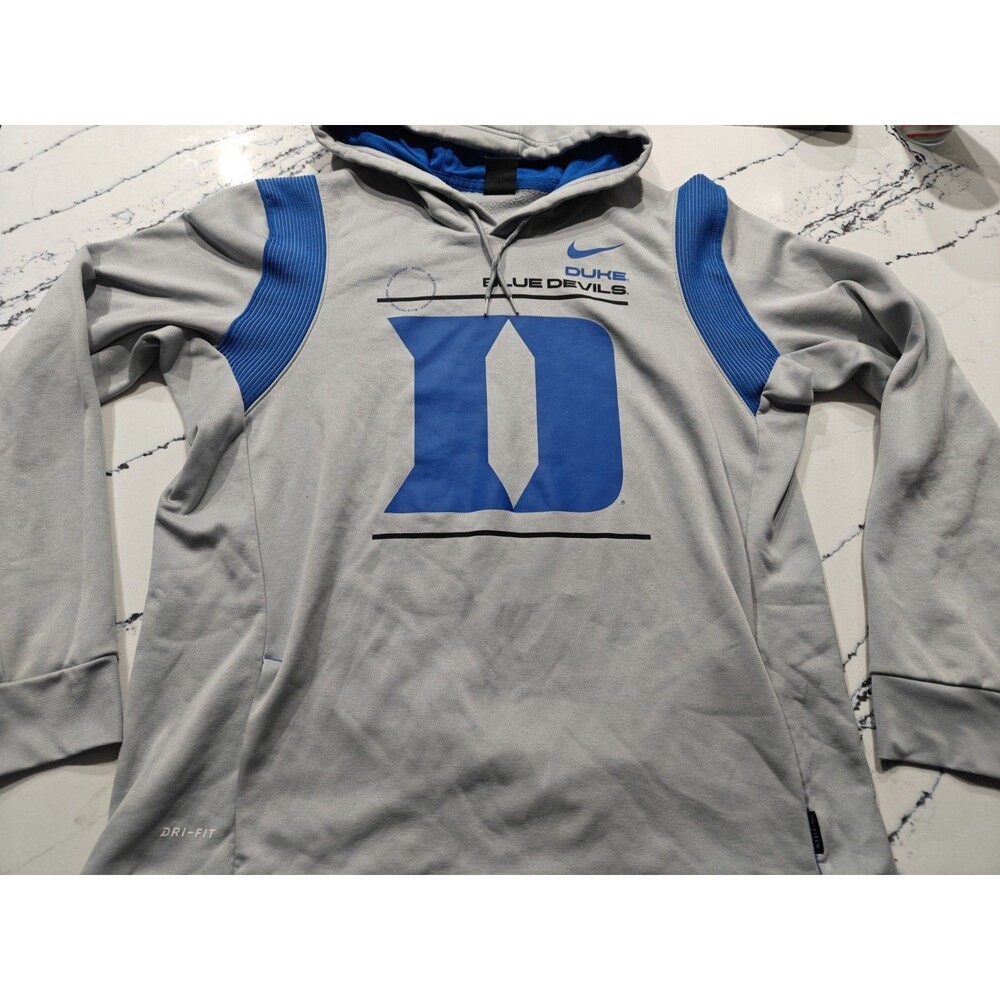 Nike Duke Blue Devils On Field Sideline Dri-Fit Hoodie Mens XL Grey